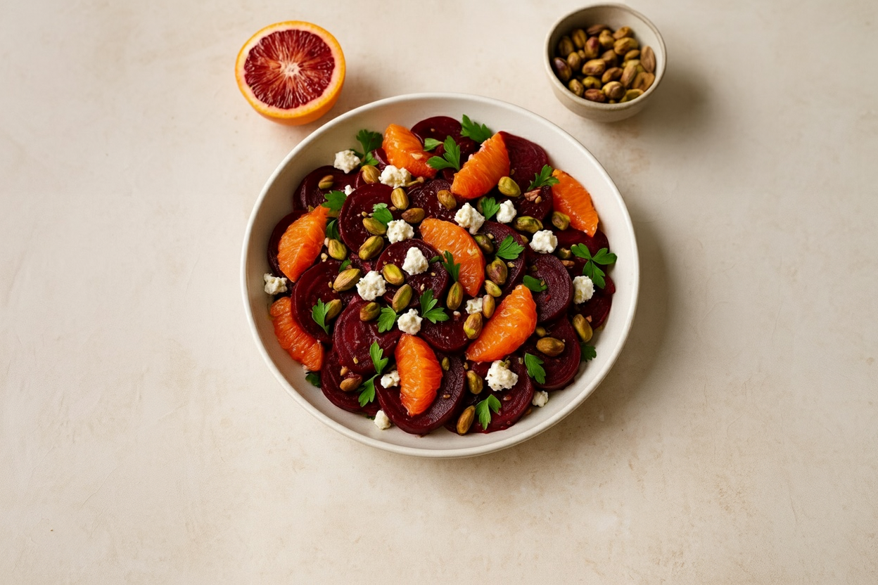 Beet Citrus & Blood Orange Glow Salad with Pistachios and Feta | Healthy Skin-Loving Recipe